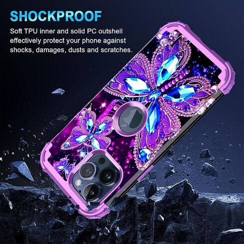 Miqala Compatible with iPhone 15 Pro Max Case,Glow in The Dark Three Layer Heavy Duty Shockproof Full Protection Hard Plastic Bumper+Soft Silicone Protective Case for Apple iPhone 15 Pro Max,Dark in Saudi Arabia