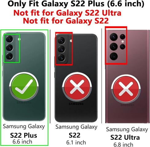 for Samsung Galaxy S22 Plus Case,with Camera Lens Cover HD Screen Protector,[Military Grade] Ring Car Mount Kickstand Hybrid Hard PC Soft TPU Shockproof Protective Case for Galaxy S22 Plus, Black in Saudi Arabia
