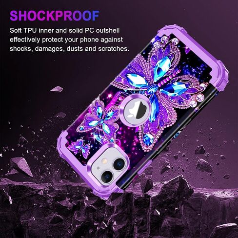 Miqala Compatible with iPhone 11 Case,Glow in The Dark Three Layer Heavy Duty Shockproof Full Protection Hard Plastic Bumper+Soft Silicone Protective Case for Apple iPhone 11 6.1 inch,Dark in Saudi Arabia