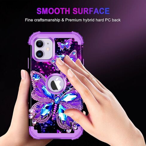 Miqala Compatible with iPhone 11 Case,Glow in The Dark Three Layer Heavy Duty Shockproof Full Protection Hard Plastic Bumper+Soft Silicone Protective Case for Apple iPhone 11 6.1 inch,Dark in Saudi Arabia