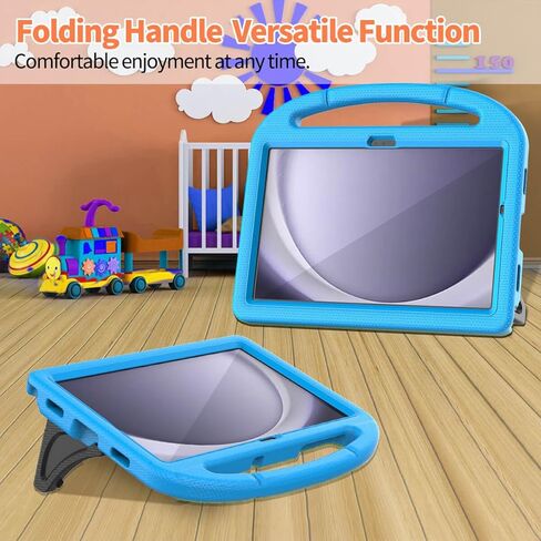 حافظة أطفال لهاتف سامسونج جالاكسي تاب A9 بلس 11 بوصة 2023 (SM-X210/X216/X218)، مع واقي شاشة مدمج، غطاء واقٍ بمقبض مضاد للصدمات لجهاز جالاكسي تاب A9+ 11 بوصة، أزرق in Kuwait