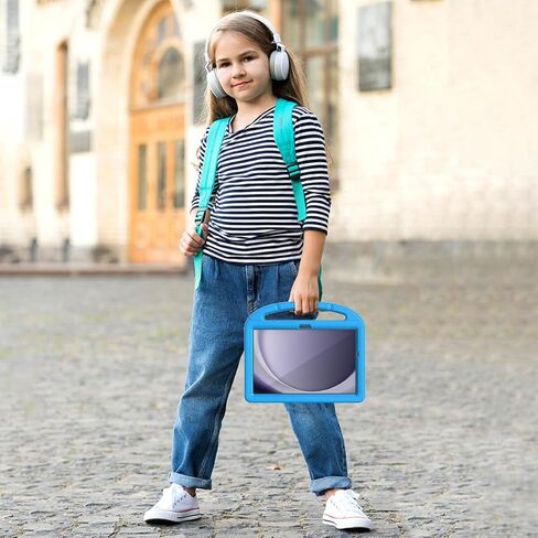 حافظة أطفال لهاتف سامسونج جالاكسي تاب A9 بلس 11 بوصة 2023 (SM-X210/X216/X218)، مع واقي شاشة مدمج، غطاء واقٍ بمقبض مضاد للصدمات لجهاز جالاكسي تاب A9+ 11 بوصة، أزرق in Kuwait