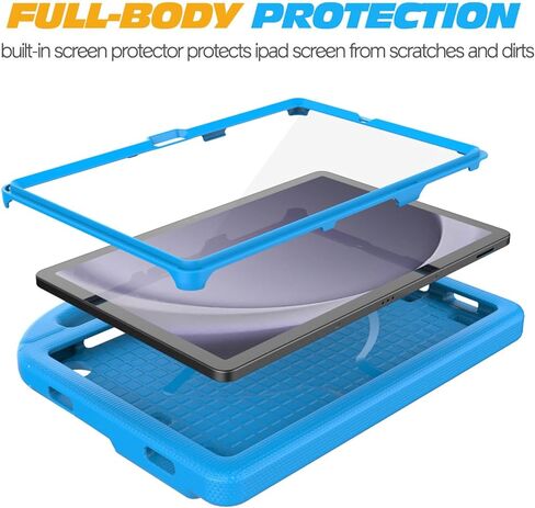 حافظة أطفال لهاتف سامسونج جالاكسي تاب A9 بلس 11 بوصة 2023 (SM-X210/X216/X218)، مع واقي شاشة مدمج، غطاء واقٍ بمقبض مضاد للصدمات لجهاز جالاكسي تاب A9+ 11 بوصة، أزرق in Kuwait