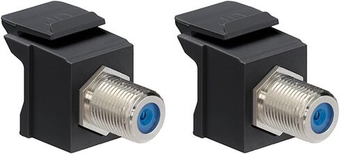 Leviton 41084-FEF QuickPort F-Type Adapter, Nickel-Plated, Black in Saudi Arabia