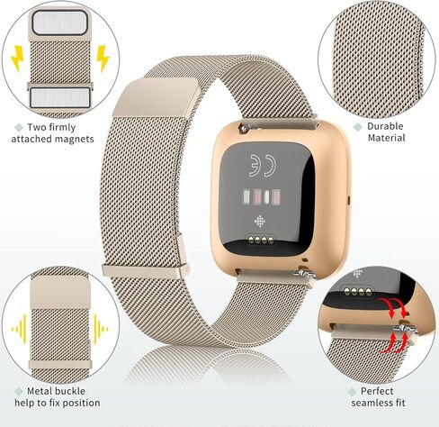 AK سوار معدني متوافق مع Fitbit Versa 2 Bands / Fitbit Versa Bands للنساء والرجال، حزام سوار بديل مغناطيسي قابل للتعديل من الفولاذ المقاوم للصدأ لـ Fitbit Versa 2 / Fitbit Versa / Versa Lite / Versa SE الذكية in Saudi Arabia