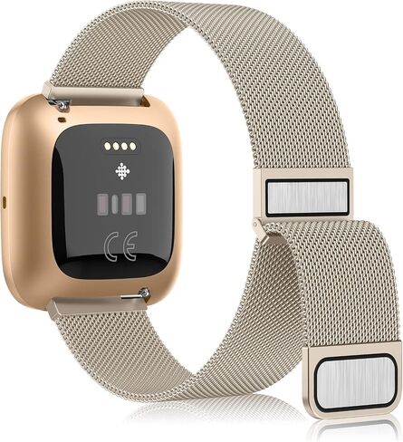 AK سوار معدني متوافق مع Fitbit Versa 2 Bands / Fitbit Versa Bands للنساء والرجال، حزام سوار بديل مغناطيسي قابل للتعديل من الفولاذ المقاوم للصدأ لـ Fitbit Versa 2 / Fitbit Versa / Versa Lite / Versa SE الذكية in Saudi Arabia
