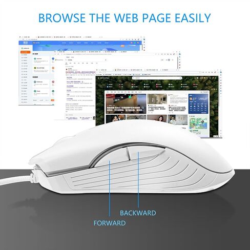 Gaming Mouse,RGB Wired Optical Gamer Mouse & 5 Backlit Modes,1200-1800-2400-3600DPI Ergonomic Computer Mouse Gaming for Windows/PC/Mac/Laptop Gamer- Mercury White in Saudi Arabia