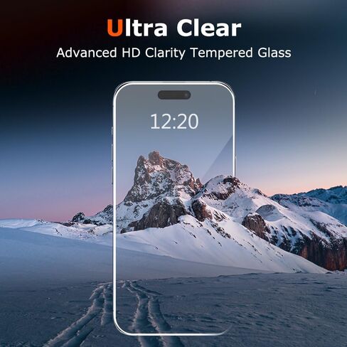 【عبوتان + 2】 واقي شاشة iPhone 16 Pro + واقي عدسة الكاميرا طبقة من الزجاج المقوى صلابة 9H [مقاوم للكسر من الدرجة العسكرية] سهل التركيب ومضاد للخدش وخالي من الفقاعات in Kuwait