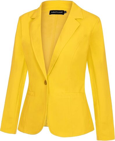 MINTLIMIT Blazer for Women Casual Long Sleeve Button Front Work Office Blazers Jackets with Pockets (Royal Blue - Size L) in Saudi Arabia