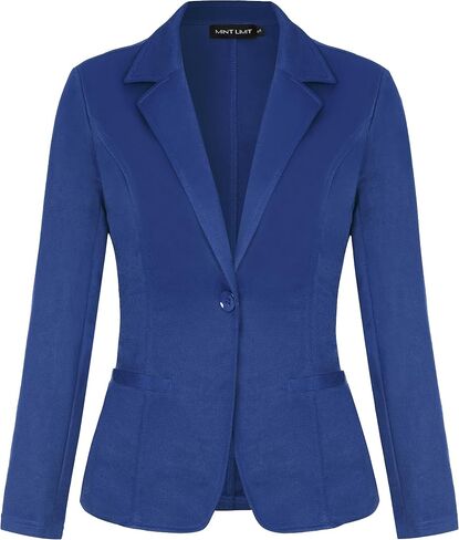 MINTLIMIT Blazer for Women Casual Long Sleeve Button Front Work Office Blazers Jackets with Pockets (Royal Blue - Size L) in Saudi Arabia