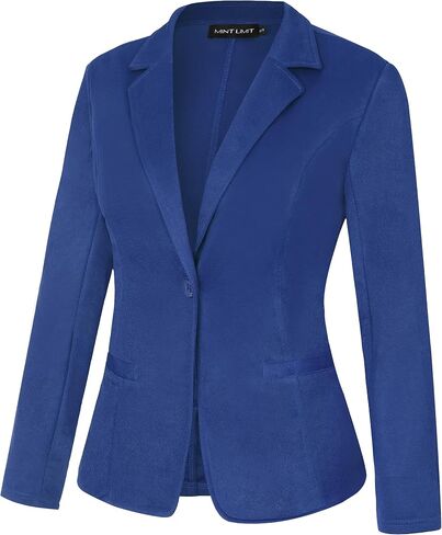 MINTLIMIT Blazer for Women Casual Long Sleeve Button Front Work Office Blazers Jackets with Pockets (Royal Blue - Size L) in Saudi Arabia
