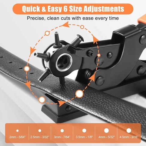 Leather Hole Punch Tool Set, Multi Hole Sizes, Heavy Duty Rotary Puncher for Belts, Watch Bands, Handbag Straps, Dog Collars and More(Blue) in Saudi Arabia