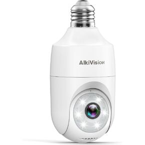 كاميرات مراقبة لمبة إضاءة 2K - كاميرات كشف الحركة 2.4 جيجا هرتز 360 درجة لأمن المنزل، رؤية ليلية كاملة الألوان، تتبع تلقائي، إنذار صفارة الإنذار، تسجيل 24/7 in Kuwait