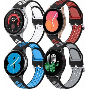 Bands Compatible with Samsung Galaxy Watch 7 6 5 4 Band 40mm 44mm/Galaxy Watch 6 4 Classic/Galaxy Watch 5 Pro 45mm, Active 2 Band, 20mm Watch Band Soft Silicone Sport Band for Women Men
