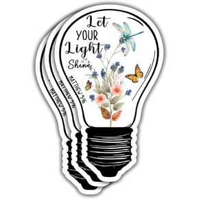 (3pcs) Let Your Light Shine Sticker Christian Bible Verse Matthew 5:16 Jesus Vinyl Decal Inspirational Quotes Stickers for Books Laptops Phonecase Water Bottles Kindles Car-1.9x3
