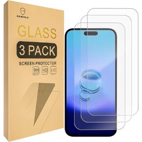 Mr.Shield Screen Protector compatible with iPhone 16 Plus/iPhone 15 Plus [Tempered Glass] [3-PACK] [Japan Glass with 9H Hardness]
