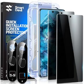 SmartDevil 2 Pack for Google Pixel 8 Screen Privacy Protector with 2 Pack Camera Lens Protector, Finger Print Reader Compatible, Fast & Easy Installation, Clear 9H Tempered Glass Film, Alignment Frame