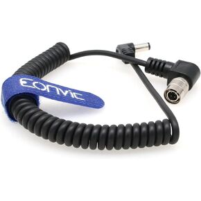 Eonvic 4 Pin Hirose Male Right Angle to DC Power Coiled Cable for Sound Devices Zaxcomn Zoom F4 F8 Blackmagic Cinema Camera 4K