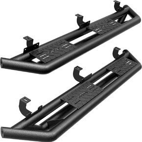 oEdRo All Steel Running Boards with Paintable Step Plates, Bolt-on Side Steps Compatible with 2021-2024 Jeep Wrangler 4XE, Black and Red Powder Coated Nerf Bars