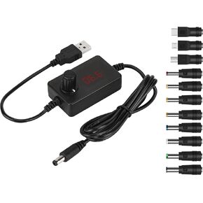 USB Voltage Booster Cable,DC5V USB to DC5-12.5V Universal Voltage Step Up Converter Cable,Adjustable Volt Regulator LCD display for below 8Watts Home Appliances