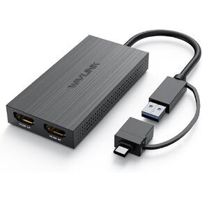 WAVLINK USB C to Dual HDMI Adapter 4K@60Hz, 3-in-1 HDMI Splitter with 87W Power Delivery, Dual Monitors Converter Powered HDMI Hub for MacBook Pro/Air,Dell XPS,HP,Lenovo,Thunderbolt 4/3 Laptops