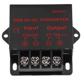 Agatige Voltage Regulator Power Converter, DC 24V 12V to 5V 10A 50W Step Down Buck Converter DC Voltage Regulator Buck Converter DC-DC Buck Converter Module Transformer for Motor, Recorder, LED Strip