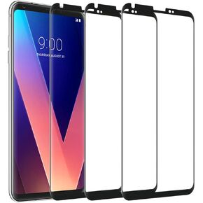 3 Pack Screen Protector for L G V30,3D Curved Anti-Scratch 9H Hardness Full Coverage Silk Print Black Tempered glass Protective Film.