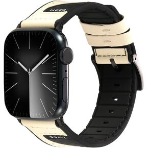 Band Compatible with Apple Watch Band 38mm 40mm 41mm 42mm 44mm 45mm 49mm,Top Leather Silicone Sports Band Wristband for iWatch Ultra SE Series 9/8/7/6/5/4/3/2/1 in Kuwait