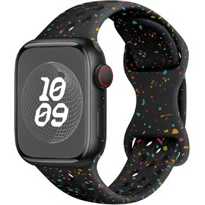 Sport Band Compatible with Apple Watch Band 38mm 40mm 41mm 42mm 44mm 45mm 49mm, Cute Soft Silicone Strap Replacements for iWatch Series 9 8 7 6 5 4 3 2 1 Ultra SE