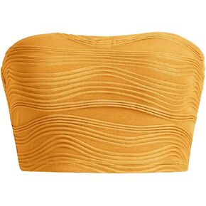 Verdusa Women's Textured Crop Tube Tops Strapless Open Back Bandeau Shirt