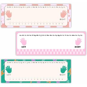 30 Name Tags Labels Stickers with Alphabet & Number - Dots Hearts Striped - 3"X9" Self Adhesive Name Plates, Suitable for School, Classromm, Student Desk, Kids Backpacks, Water Bottles - A2