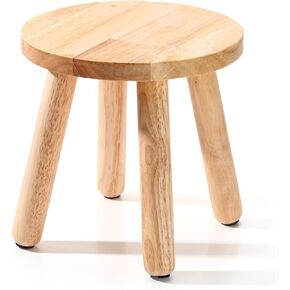 Wenqik 4 Pcs Wooden Step Stools for Kids 10 Inch Children's Stool Matched Sensory Table Multi Purpose Solid Chair Round Small Chairs Four Legged Sitting Stool for Boy Girl Classroom Bedroom Playroom