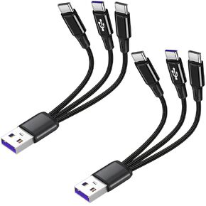4FT USB A to Multi 3 Type C Splitter Cable, 3 in 1 Multi Charging Cable Nylon Cord, USB A to 3 USB C Port Compatible with Apple i-Phone 15,iPad Pro/Air,Sam-Sung S24 S23,Moto,Google Pixel 8,LG