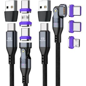 كابل شحن مغناطيسي USB C بقوة 240 وات [عبوة من قطعتين] | شاحن هاتف مغناطيسي 3 في 1 | كابل شحن مغناطيسي iProduct وMicro-USB وUSB-A وUSB C in Kuwait