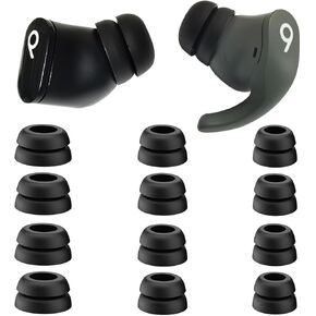 Anti-Slip Double Flange Ear Tips for Beats Studio Buds/Beats Fit Pro Ear Tips Reduce Noise for Beats Earbuds Replacement 6 Pairs LMS Black