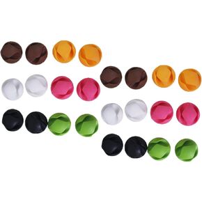yueton 24pcs Colorful Double Hole Desktop Wire Cord Cable Clip Management Cable Organizer Cord Holder