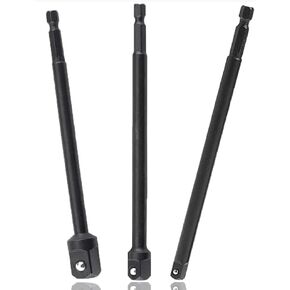 3 Pcs Impact Grade Socket Adapter Set 5.9" long, 1/4" Hex Shank to Square Socket Extension Drill Bits Bar Set -1/4" 3/8" 1/2" Drive