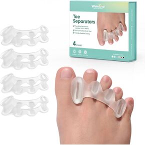 Welnove New Upgraded Toe Separators, Toe Spacer for Women, Bunion Correctors for Women Men, Clear, 2 PCS