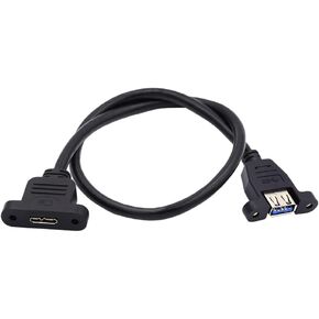 NFHK Type-A USB 3.0 Male to Micro 3.0 Type-B Female Screw Mount Type Extension Cable 5Gbps