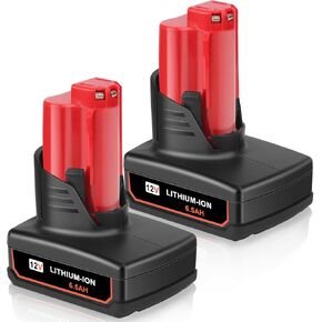 2Packs 6.5Ah M-12 Battery Replacement for Milwaukee M12 Battery, 6500mAh High Capacity M-12 Battery Compatible for Milwaukee 12V Cordless Tools