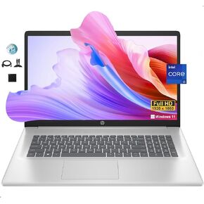 HP 17 Flagship Laptop, Intel Core i3-1215U, 17.3" Full HD Laptop, Windows 11, 32GB RAM, 512GB SSD, Anti-Glare Panel, Fast Charge, HD Camera, Camera Shutter, HDMI, WiFi, USB-A&C
