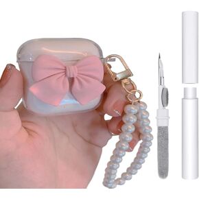 Compatible with Airpods 3rd Generation Case with Cleaning Kit, Cute Soft Clear Airpods 3 Case Airpod 3rd Protective Cover with Keychain Compatible with AirPods 3 Gen Charging Case 2021
