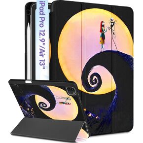 Case for iPad Pro 12.9/Air 13 Inch M2 - Cartoon Funny for Women Girl Kid Teens Girly for iPad Pro Case 12.9 Inch with Pencil Holder Kawaii for iPad Air 13 Inch Case 2024, Black Stit