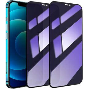 [2 Pack Anti-Blue Light Privacy Screen Protector Compatible with iPhone 12 / iPhone 12 Pro 6.1", 9H Hardness Scratch Resistant Shatter-Proof Tempered Glass Film, Rounded Edge Full Coverage