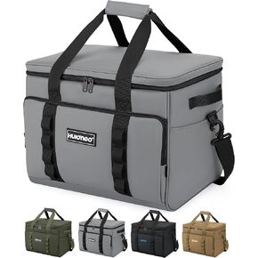 38L Large Soft Sided Collapsible Cooler Bag, Insulated Portable Soft Ice Chest for Travel, Camping, Beach, Grocery, Grey
