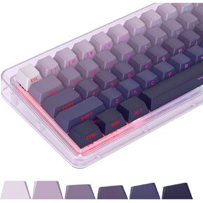 133 Keys PBT Gradient Gray Side Printed Keycaps,Double Shot Shine Through Custom Cherry Profile Keycaps for for Cherry/Gateron MX switches 60 Percent / 68/75% Gaming Mechanical Keyboard (Star Purple)
