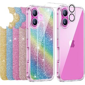 Meifigno Designed for iPhone 16 Pro Max Case, with 2X HD Screen Protectors+ 1X Lens Protector+ 5X Glitter Cards, [Anti-Yellow][Military Grade Protection], Case Designed for iPhone 16 Pro Max, Clear