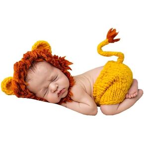 Halloween Newborn Photography Props Baby Crochet Lion Outfits Cute Hat Pants Infant Baby Boy Photoshoot Props Costume