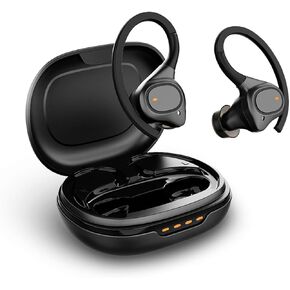 workout earbuds over ear headphones wireless bluetooth running headphones IPX5 waterproof gym headphones for iPhone wireless earbuds running 50H playtime with wireless charging case (Black)