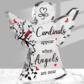 Jetec Bereavement Gift Angel Red Cardinal Acrylic Memorial Gift Sympathy Table Decor Remember Me Grieving Gift Sympathy Gift for Loss of Loved One Remembrance Decor (Angel Style,6 x 6 x 0.6 Inch)